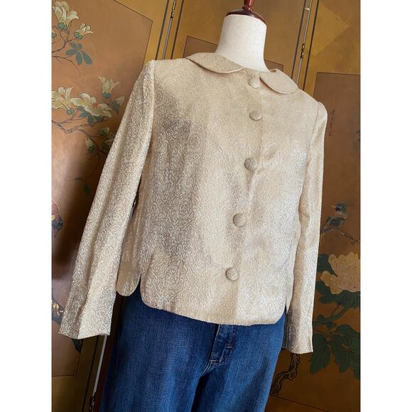 Vintage brocade jacket in gold, size M - Picture 2 of 5